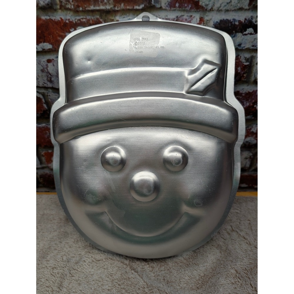 Wilton Snowman Face Cake Pan 2105-2033 Vintage 2002 Aluminum Holiday Mold